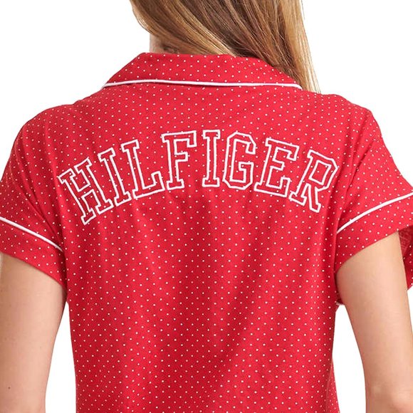 Tommy Hilfiger Printed Shirt & Shorts 2-Piece Pajama Set Red Large L NEW $85 - Picture 5 of 5